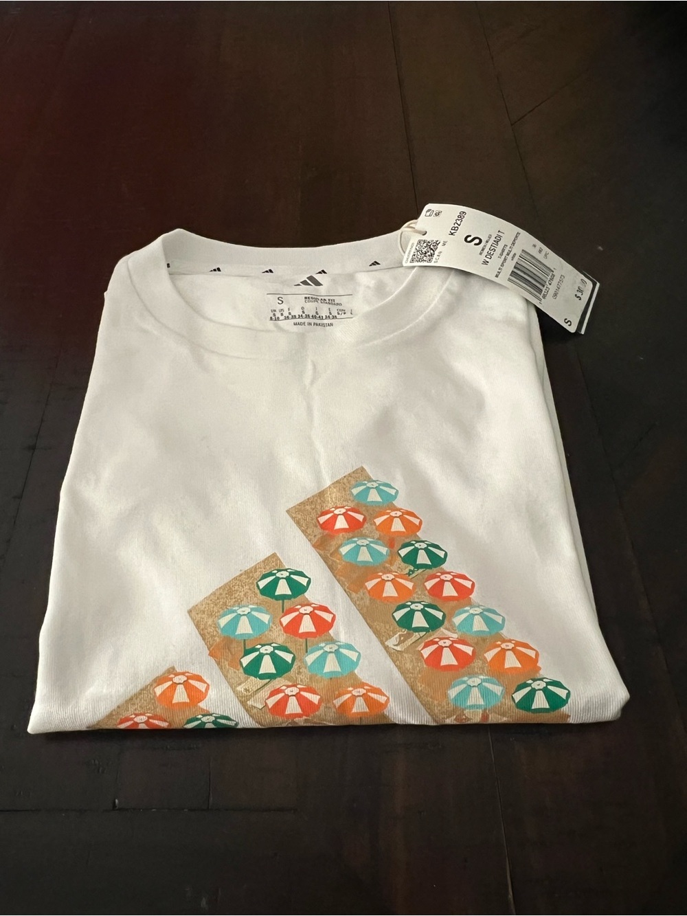 Adidas Women’s White Graphic Athletic Short Sleeve T-Shirt Size Small